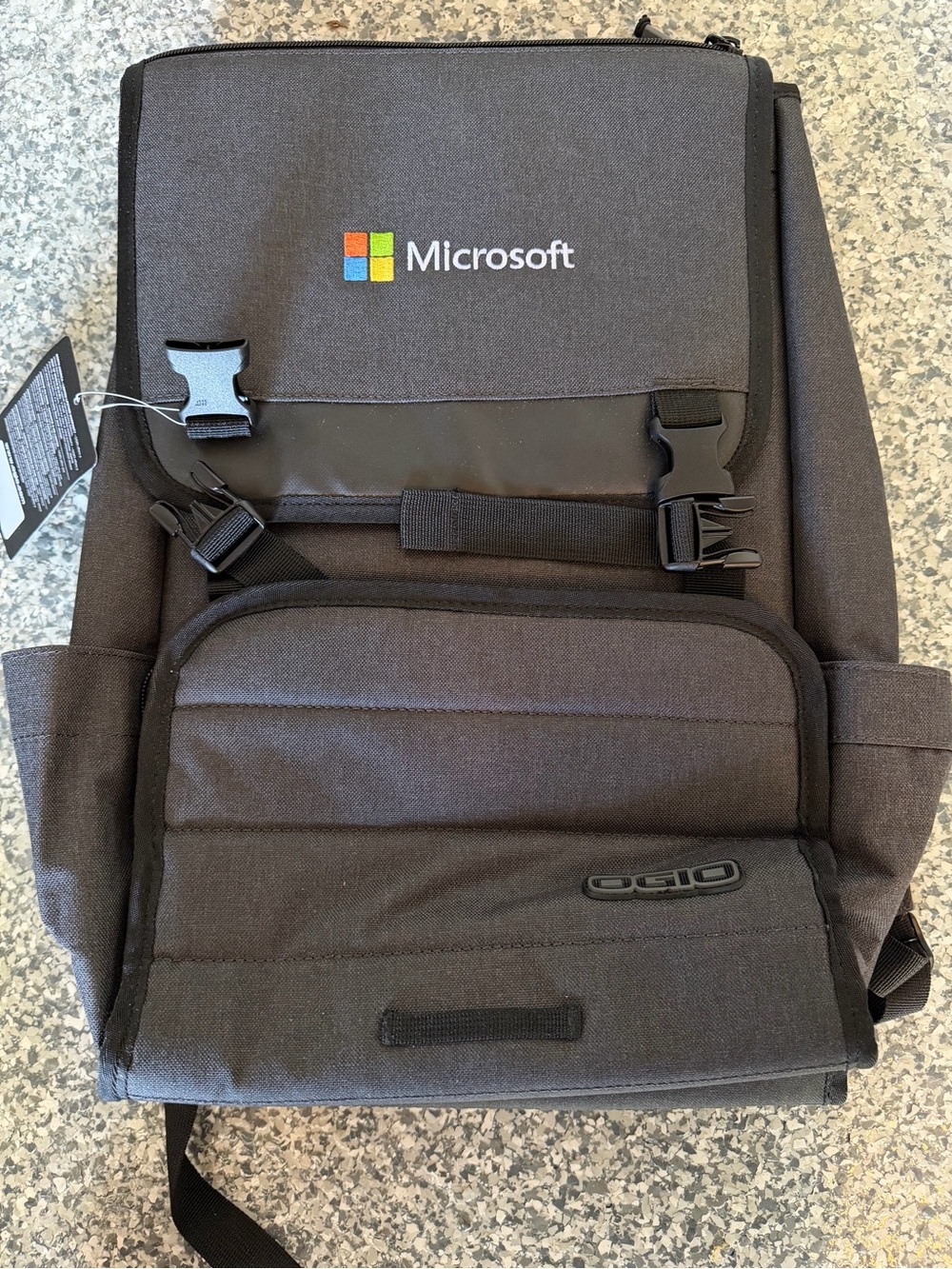 Microsoft Dark Gray Logo Backpack with Front Organizer NWT